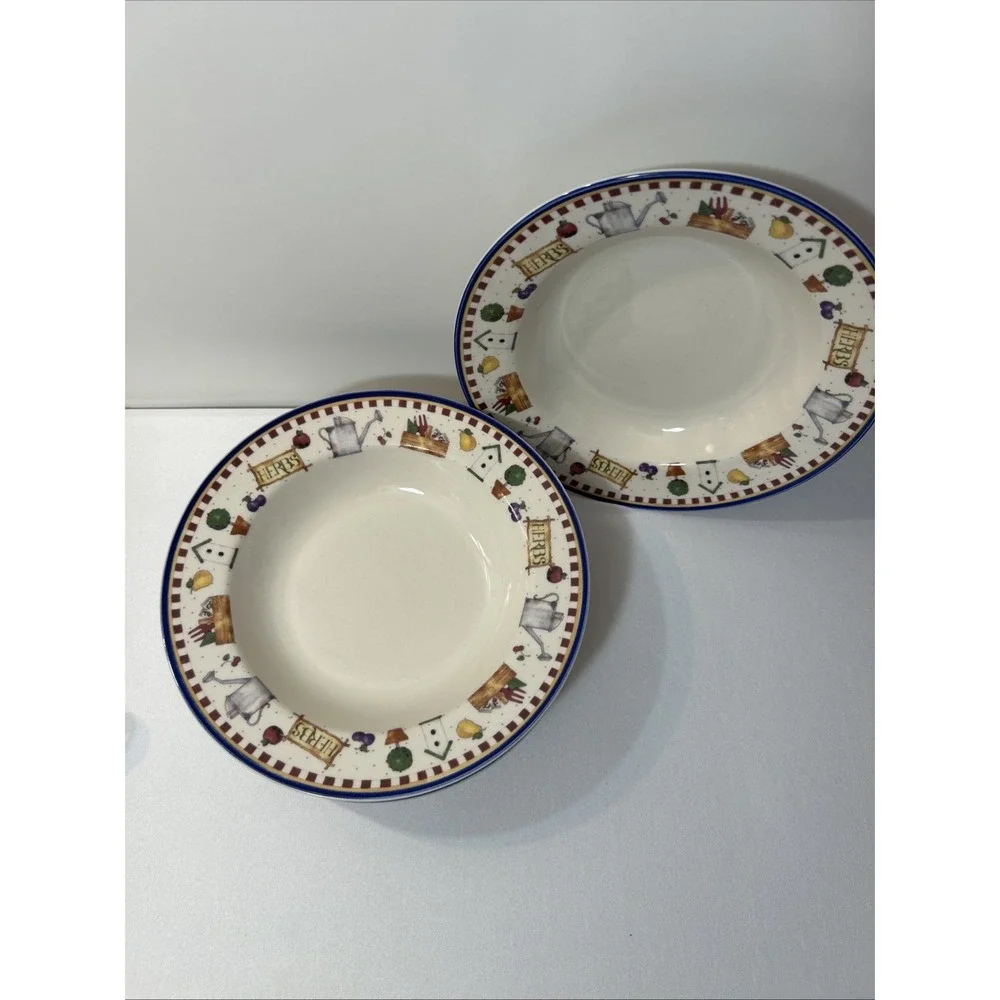 Cambridge Potteries Winters Garden Set of 4 Wide Rimmed Bowls Cottagecore Farm